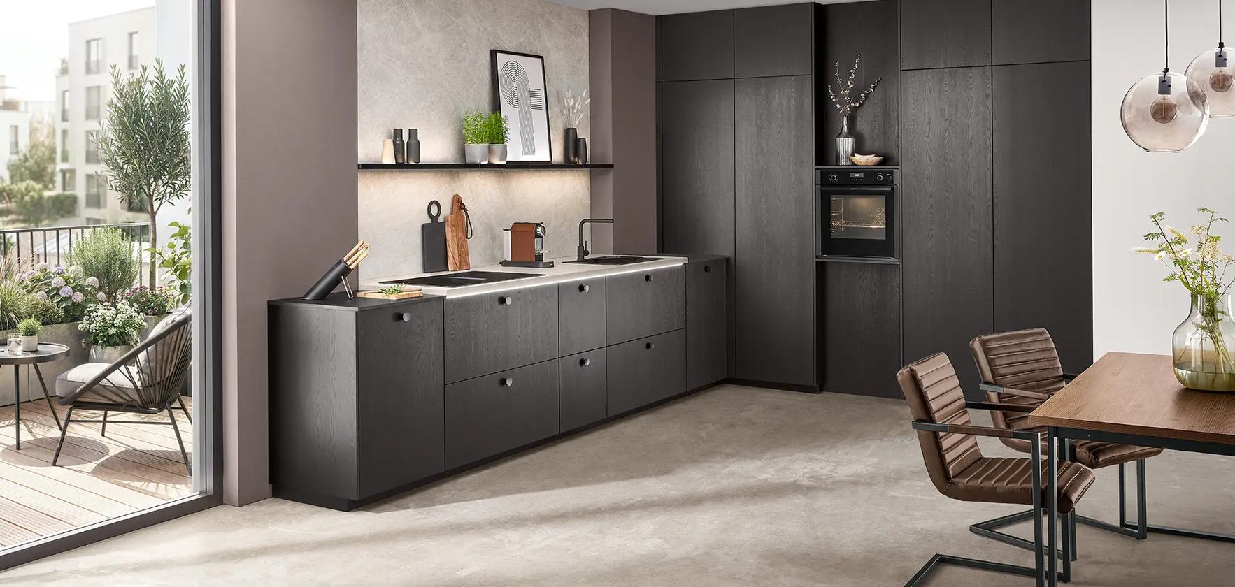 Nobilia Structura moderne L-Küche Eiche Nero